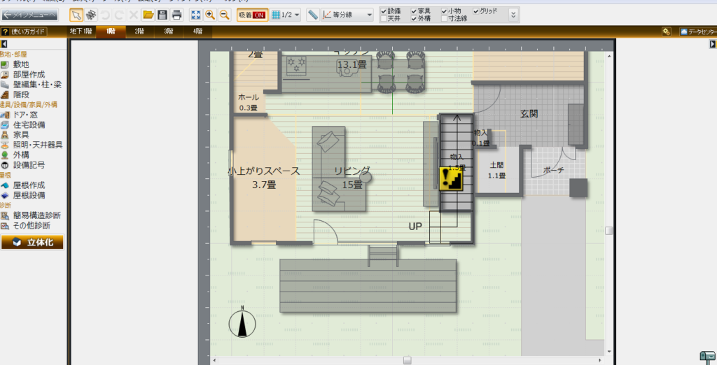 ３Dマイホームデザイナーの操作画面　家具照明入力